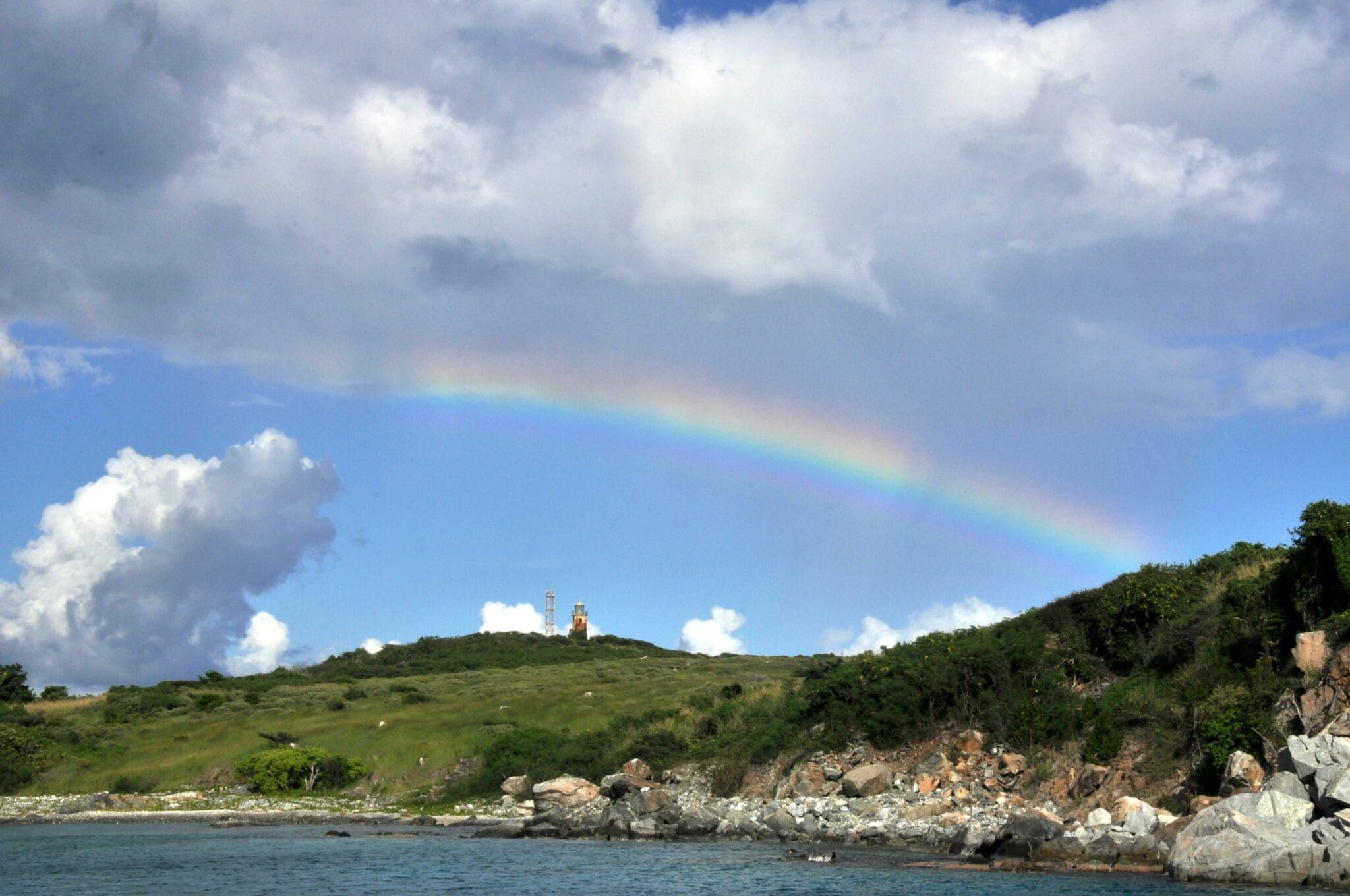 Rainbow over Buck Island after a passing rain shower